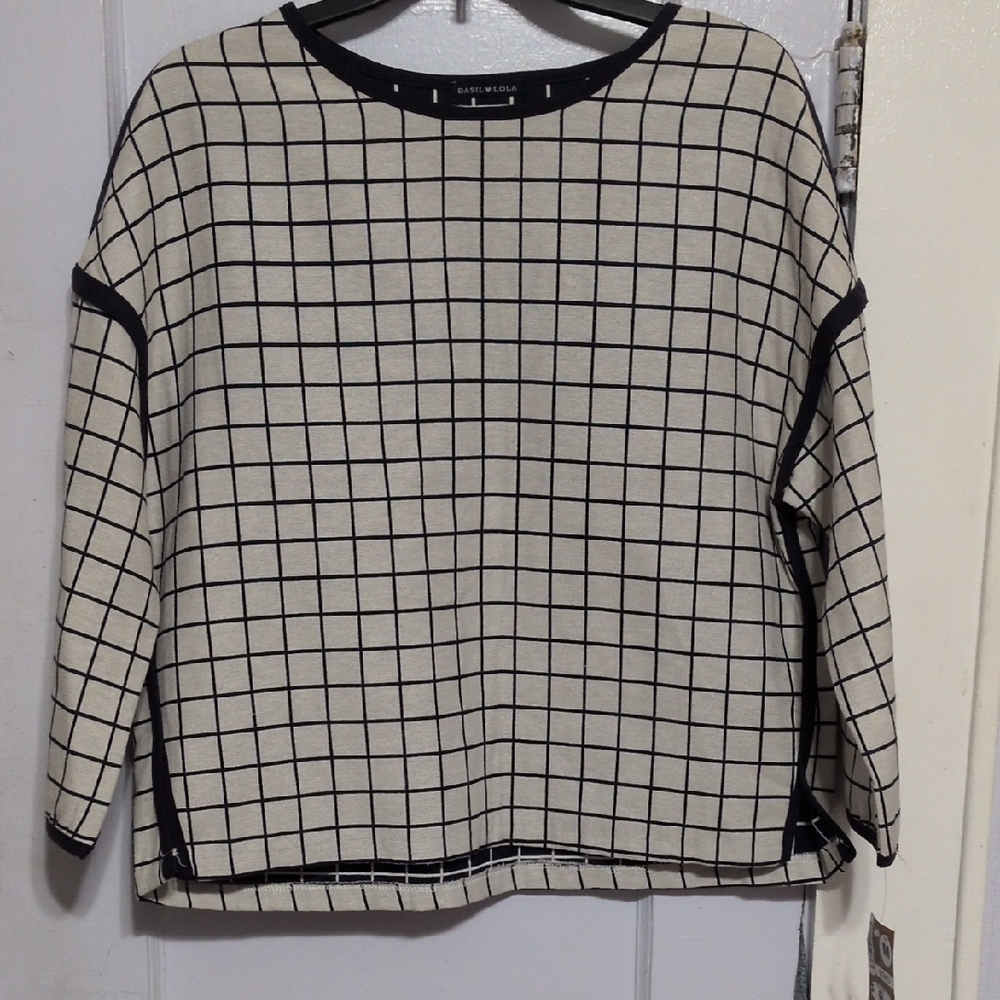 Chic Grid Pattern Long Sleeve Top